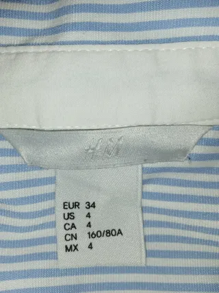 Camisa H&M Rayas Azul Talla 34