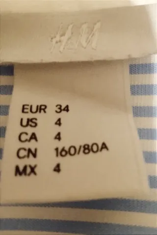 Camisa H&M Rayas Azul Talla 34