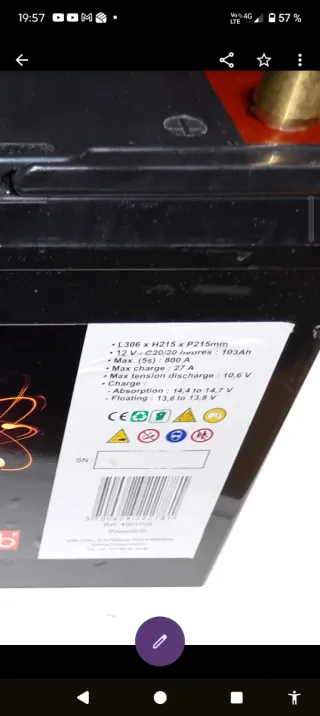 Batería AGM 100Ah 12V Coche/Caravana