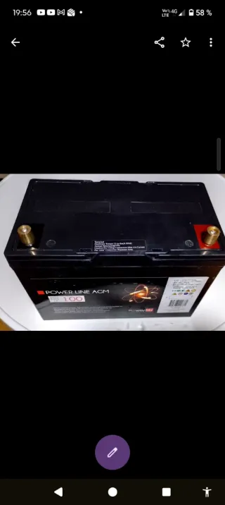 Batería AGM 100Ah 12V Coche/Caravana