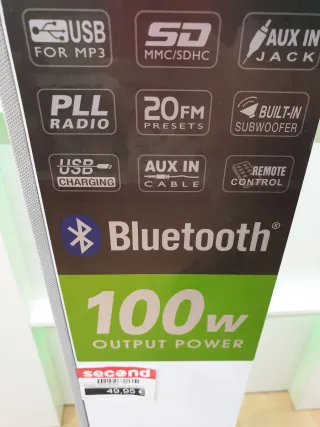 Altavoz Torre Bluetooth MUSE M-1250 BT Gris/Blanco