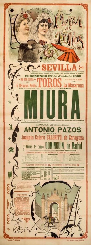 Cartel Toros Sevilla 1909 Miura torero