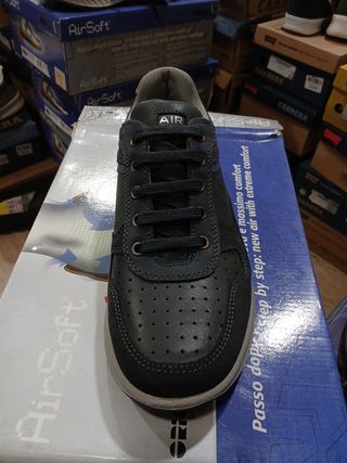 Zapatillas AirSoft Hombre Azul/Gris t 40 piel