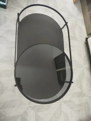 Mesa de centro ovalada metal y cristal