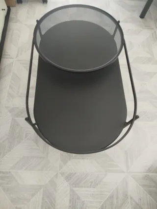 Mesa de centro ovalada metal y cristal