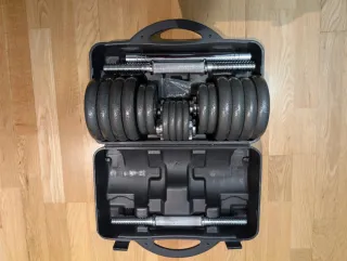 Juego de pesas y barra ajustable