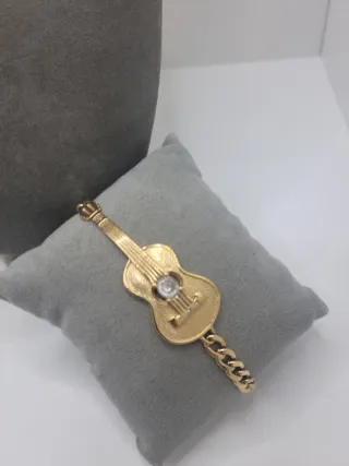 Conjunto Acero Quirúrgico Chapado Oro Guitarra