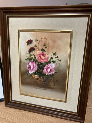 Cuadro de flores en cesta