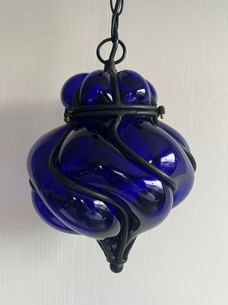 Lampada Vetro Soffiato Veneziano Blu