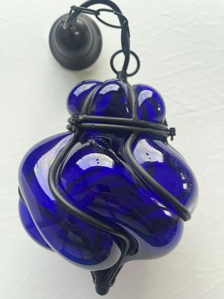 Lampada Vetro Soffiato Veneziano Blu