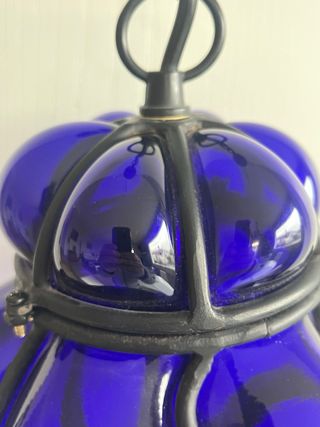 Lampada Vetro Soffiato Veneziano Blu