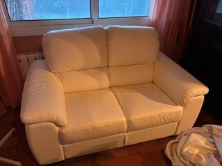 Sofá de piel blanco 2 plazas
