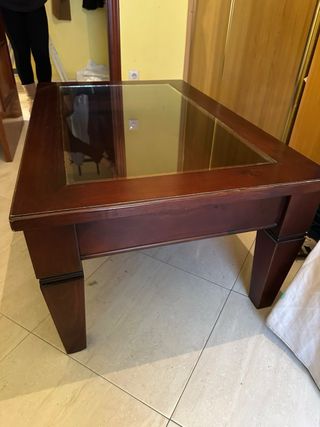 Mesa Plegable Madera y Cristal