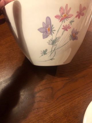 Zuppiera in porcellana con decoro floreale