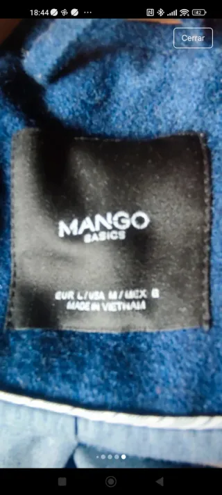 Chaquetón de mujer azul Mango Talla L