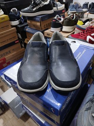 Mocasines Hombre AirSoft Azul/Gris t 40 piel