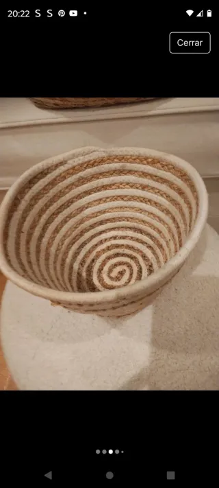 2 Cestas Yute y Mimbre Beige Marrón