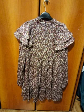 Abito fantasia floreale con rouches