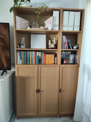 Estantería librería madera y cristal