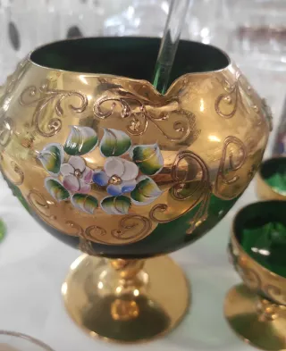 Servizio Murano Vintage Vetro Oro Verde