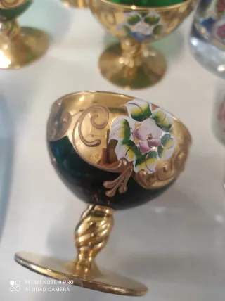 Servizio Murano Vintage Vetro Oro Verde