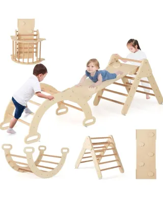 Triángulo Escalada Madera COSTWAY 7 en 1