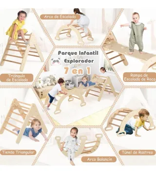 Triángulo Escalada Madera COSTWAY 7 en 1