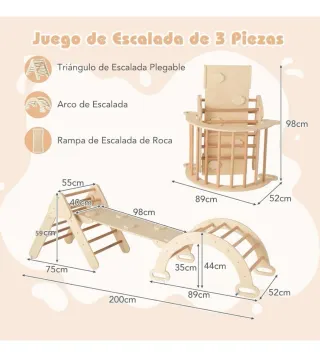 Triángulo Escalada Madera COSTWAY 7 en 1