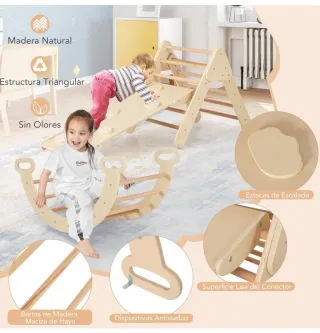 Triángulo Escalada Madera COSTWAY 7 en 1