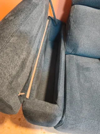 Sofá cuatro plazas con motor automático azul