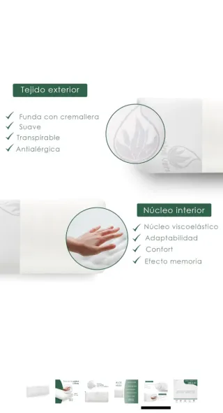 Almohada Visco Aloe Vera AITSSE 135cm Nueva