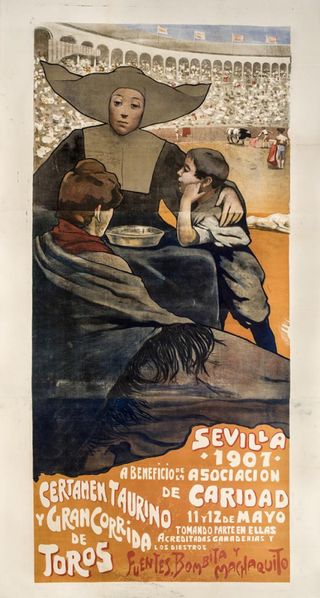 Cartel toros Sevilla 1907 asociación caridad