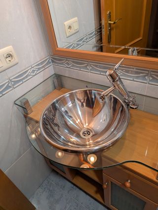 Mueble de baño completo madera y cristal