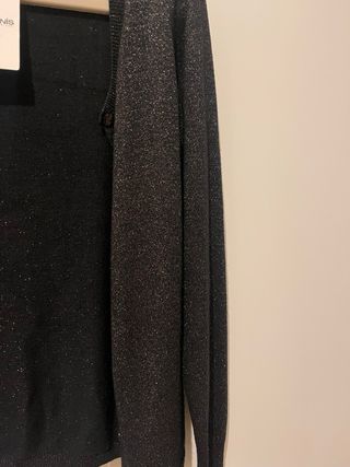 Cardigan Tezenis nero lamé brillantini oro