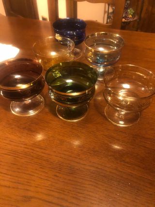 Coppette in vetro blu e oro