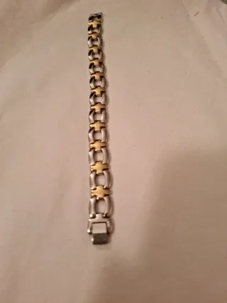 Pulsera Acero y Oro 18 kilates