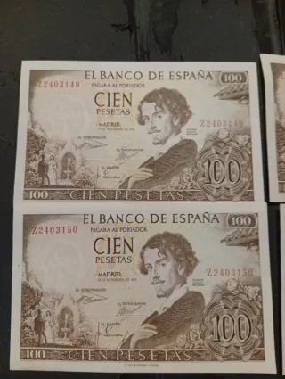 Billetes 100 Pesetas Españolas (4 unidades)