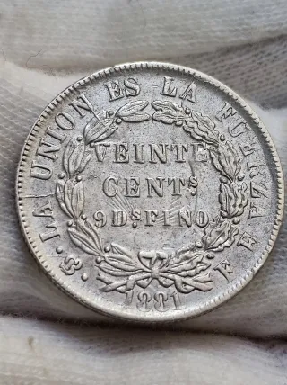 Bolivia Lote 2 monedas 20 Cents. 1881 / 1893 Plata