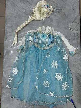 Vestito Frozen Elsa con parrucca e corona