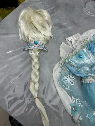 Vestito Frozen Elsa con parrucca e corona