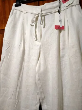 Pantalones anchos de lino mujer sin estrenar