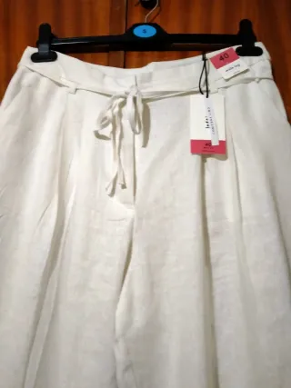 Pantalones anchos de lino mujer sin estrenar