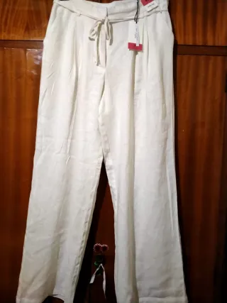 Pantalones anchos de lino mujer sin estrenar