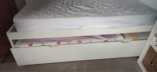 Cama nido blanca con colchon de 90x1.90 de muelles