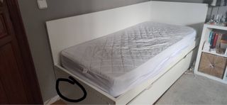 Cama nido blanca con colchon de 90x1.90 de muelles