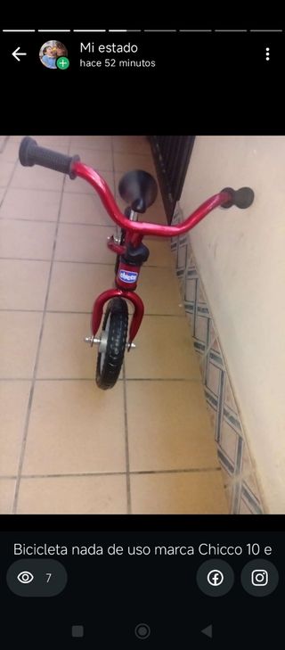 Bicicleta de equilibrio roja Chicco nueva