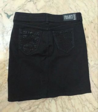 Gonna jeans PROJECT nera con strass