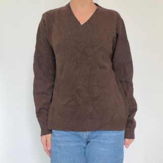 Maglione marrone scuro scollo a V