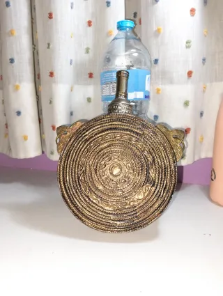 Antigua Botella Cantimplora Decorada