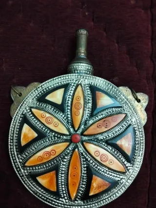 Antigua Botella Cantimplora Decorada